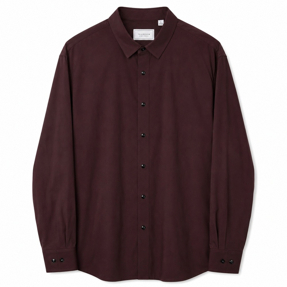 7 Diamonds 4 Way Stretch Liberty Shirt Mens Large Burgundy Long Sleeve Button Up